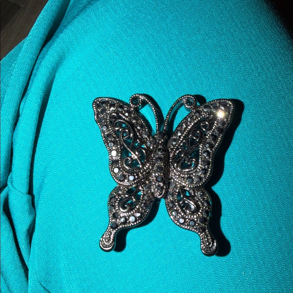 Lia Sophia Silver and Black Butterfly Brooch